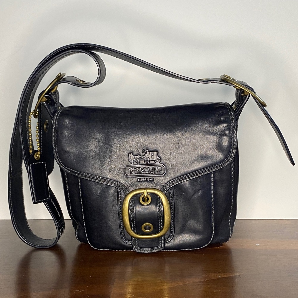 Coach Y2k Bleecker Legacy Tattersall 11418 Black Leather Flap Crossbody Bag